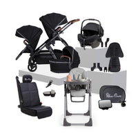 Silver Cross Wave 3 Licorice travel system bundle featuring pram, matching accessories and highchair.