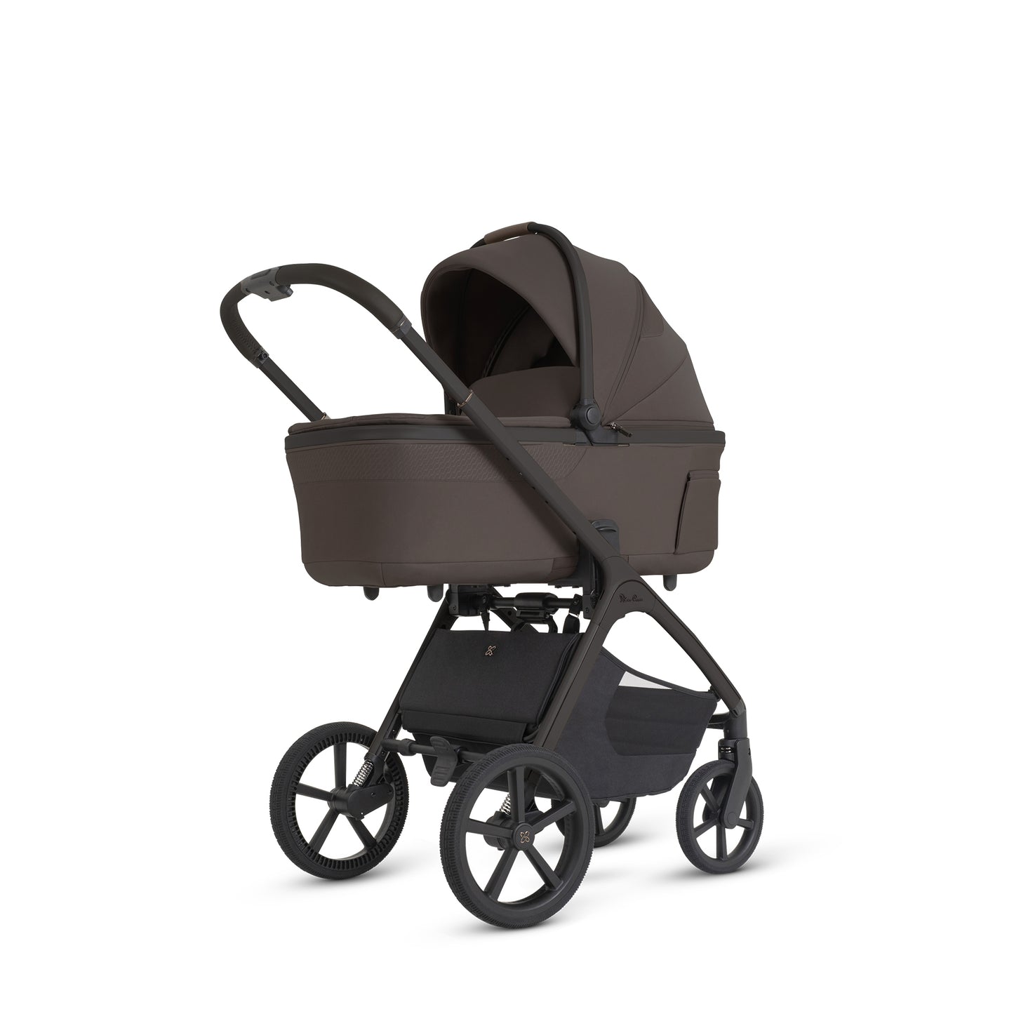 Cove 2 Chocolate pram with carrycot on a white background